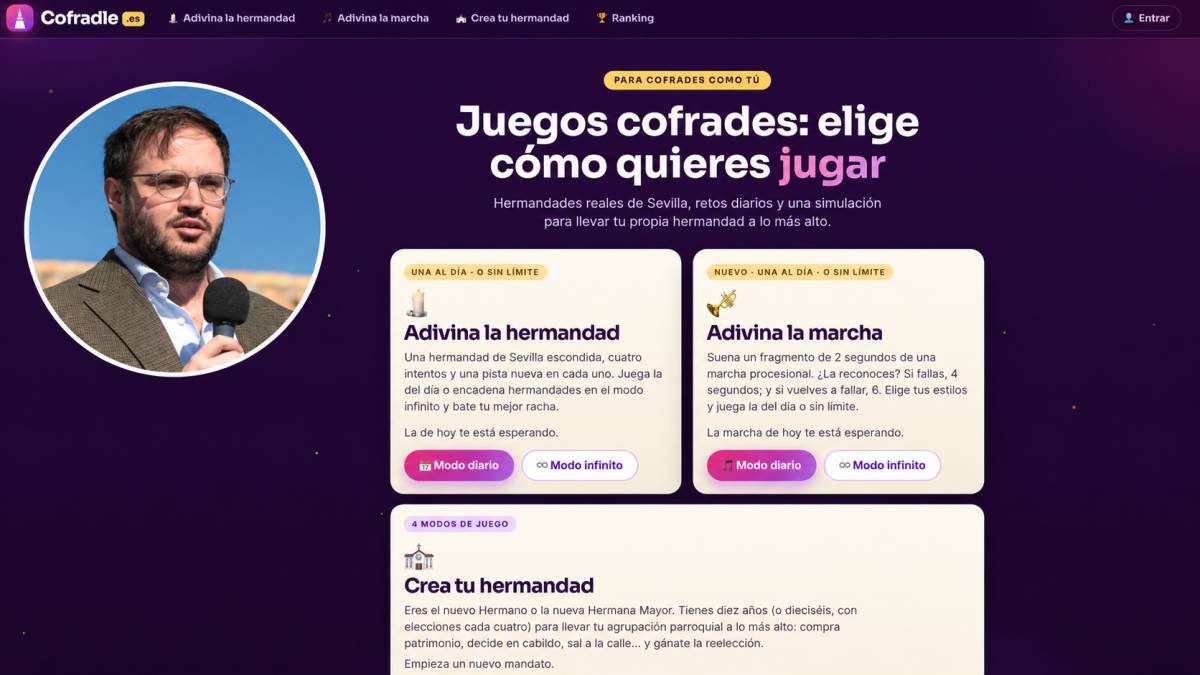 Santi Bellido, el 'hermano mayor' de Cofradle, el jerezano que ha creado y viralizado un vídeojuego cofrade: "Me ha sobrepasado"