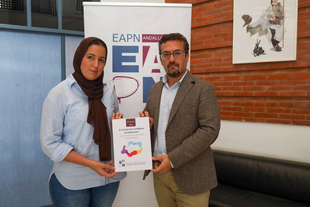 José Miguel Morales, presidente de EAPN Andalucía, y Salima El Meziani, vicepresidenta de la red. - José Miguel Morales, presidente de EAPN Andalucía, y Salima El Meziani, vicepresidenta de la red.