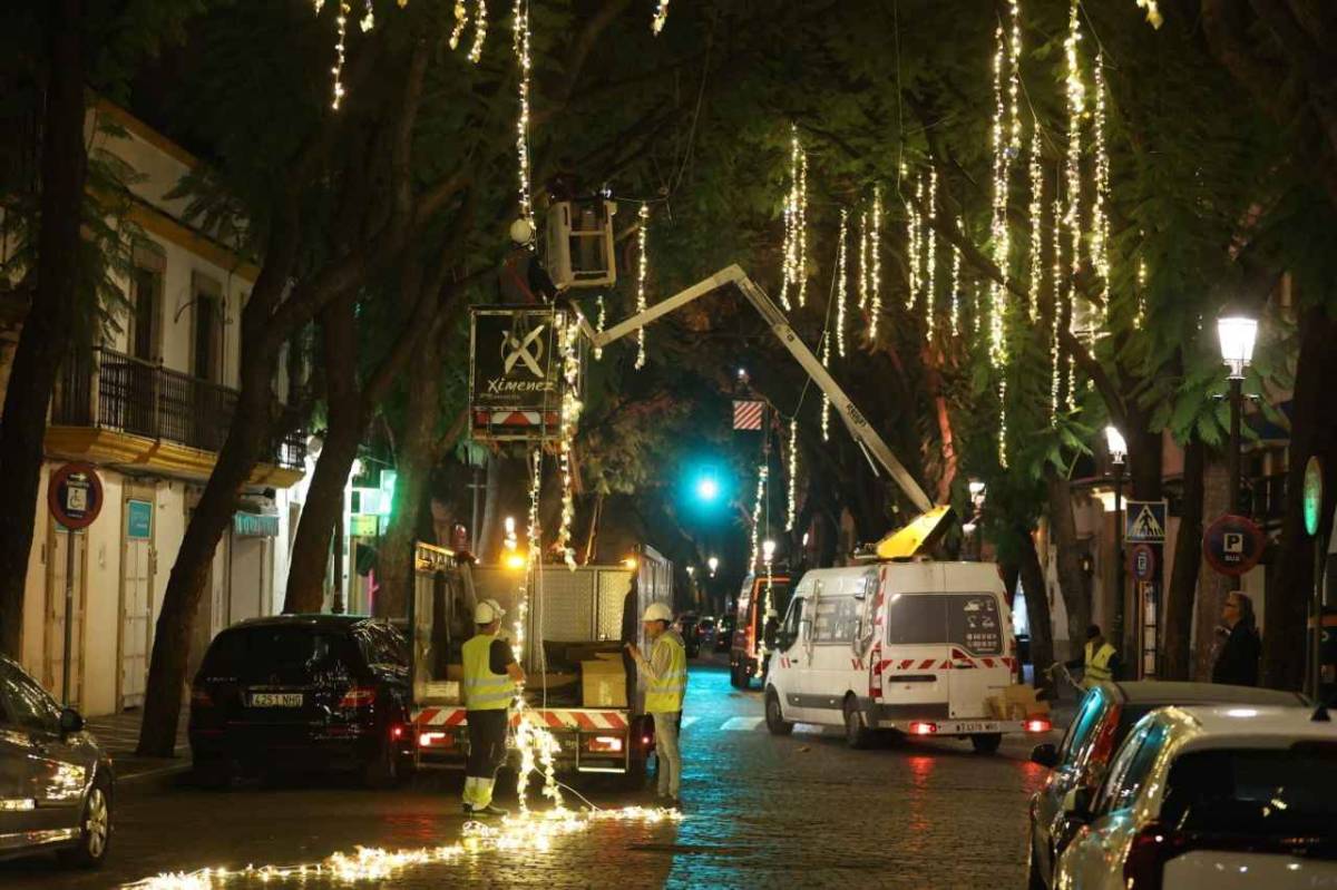 Así se 'viste' de Navidad la calle Porvera de Jerez