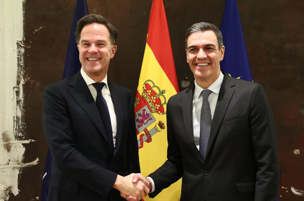 El presidente del Gobierno, Pedro Sánchez, y el secretario general de la OTAN, Mark Rutte, en La Moncloa - 