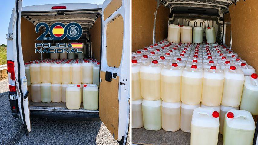 Más de 4.000 litros de gasolina dirección Jerez para las narcolanchas: la Policía detecta una furgoneta porque la parte trasera iba hundida