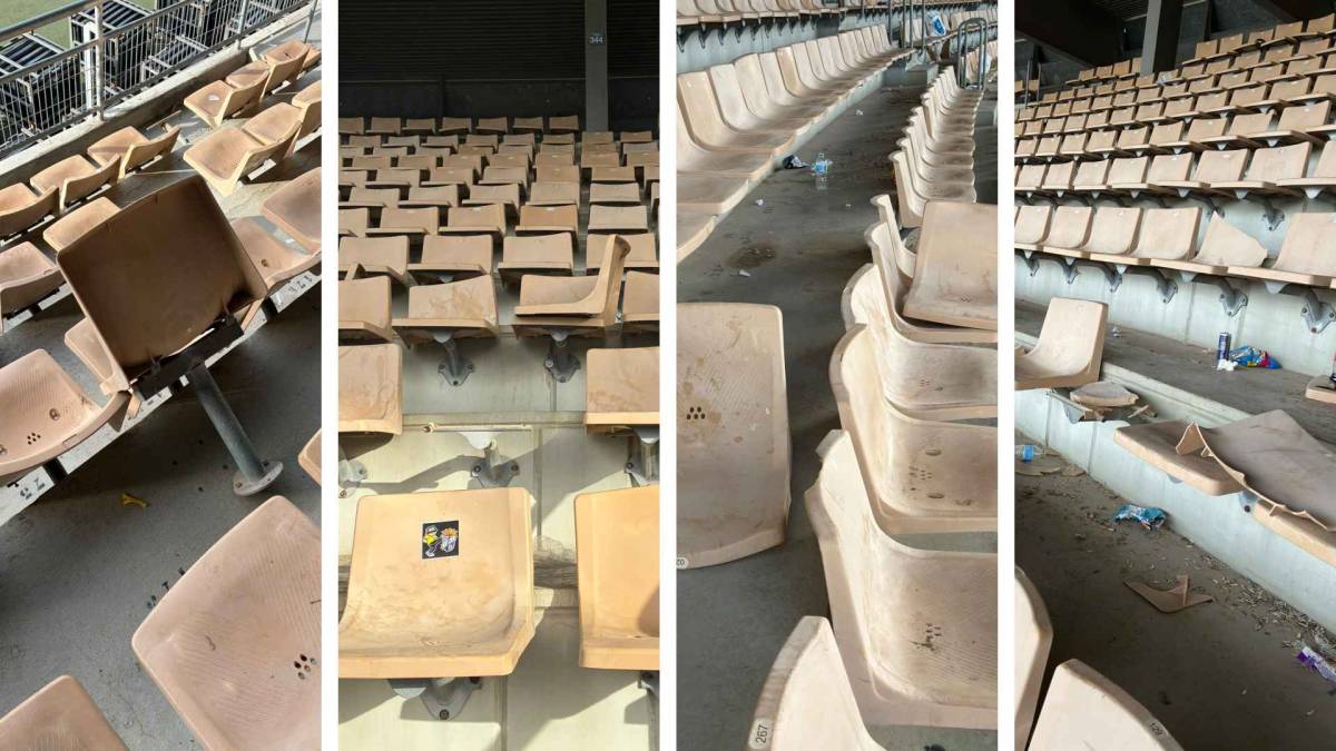 Los destrozos en Fondo Norte tras el histórico derbi entre el Xerez CD y el Cádiz CF