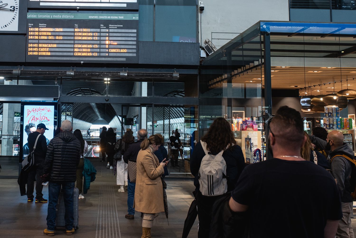 La estación de Santa Justa, esta mañana, tras cancelarse el tráfico ferroviario con la provincia de Cádiz. - MAURI BUHIGAS