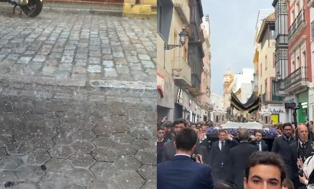 La granizada en Sevilla, minutos después de la llegada a Catedral del Cristo Yacente. - 
