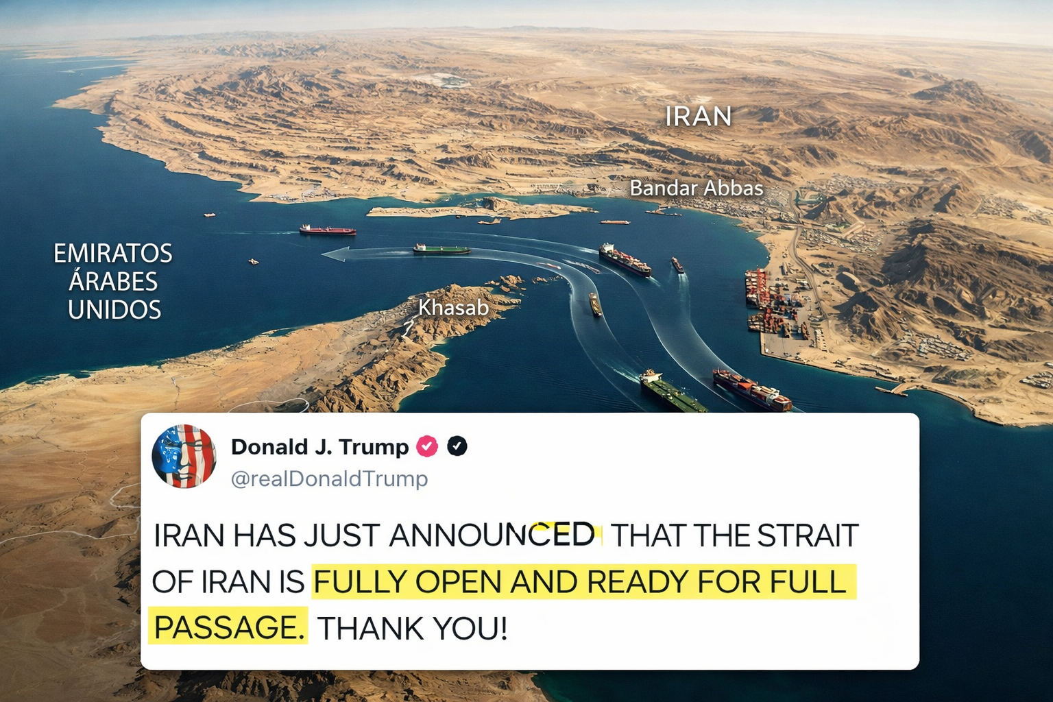 Irán anuncia que el Estrecho de Ormuz está 
