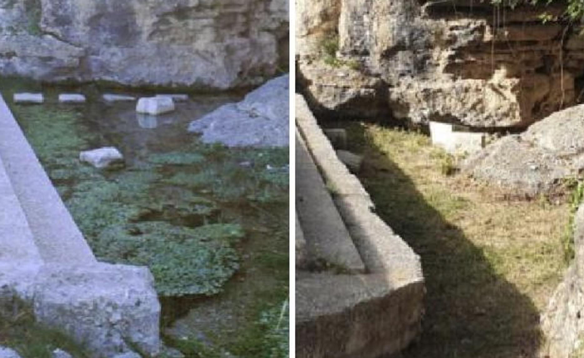 Fuente de San Juan, antes y después de su desecación, en Baza, Granada. - 