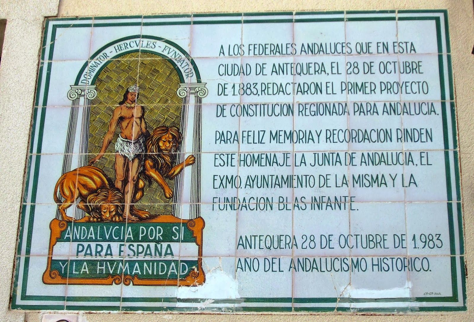 Placa de la Constitución Federal de Antequera. - 