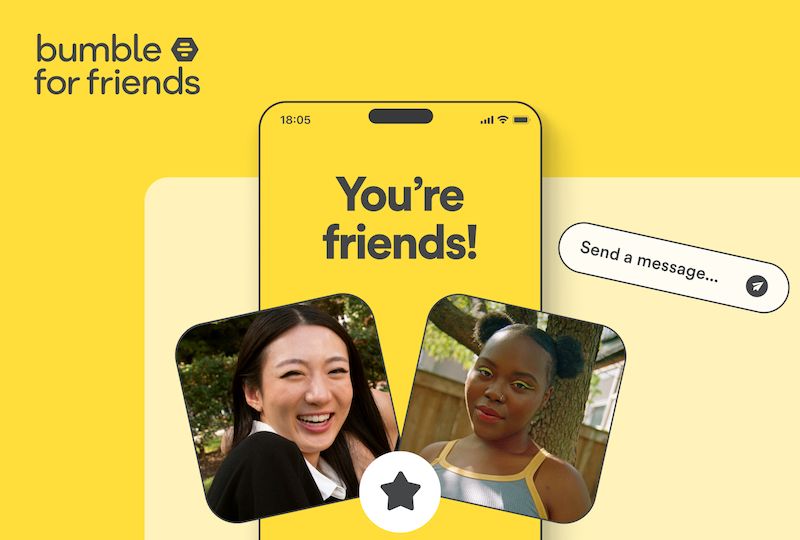 Cómo hacer amigos siendo viejo. Yahoo respuestas. Imagen de la app Bumble. - 