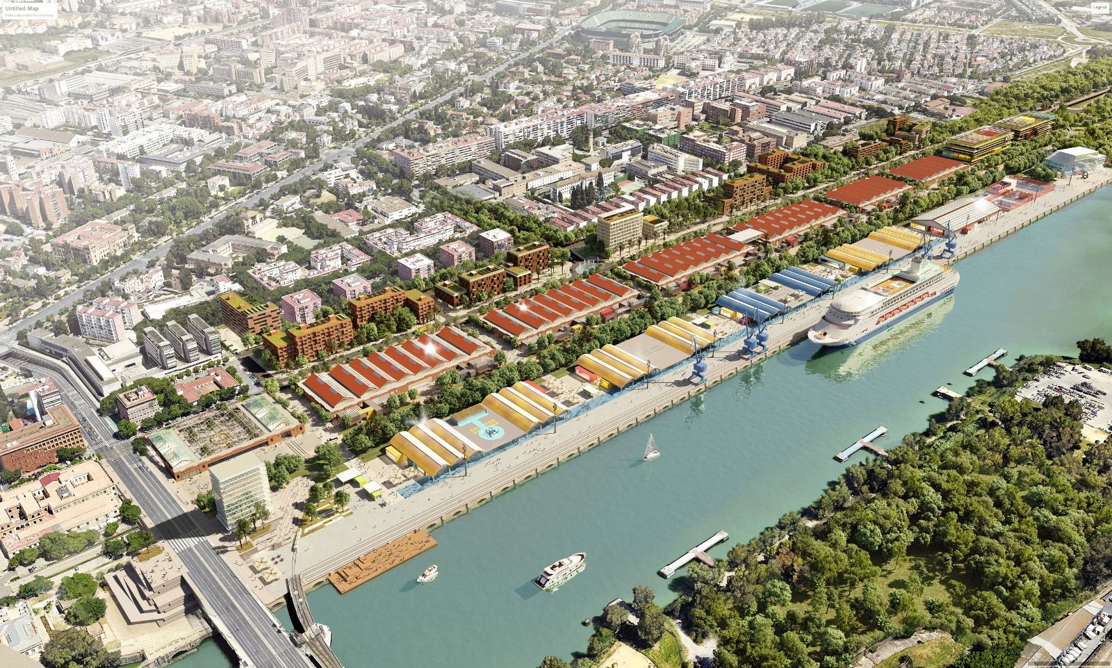Distrito Urbano Portuario de Sevilla: así cambiará la relación con el Guadalquivir con un gran parque junto a la dársena