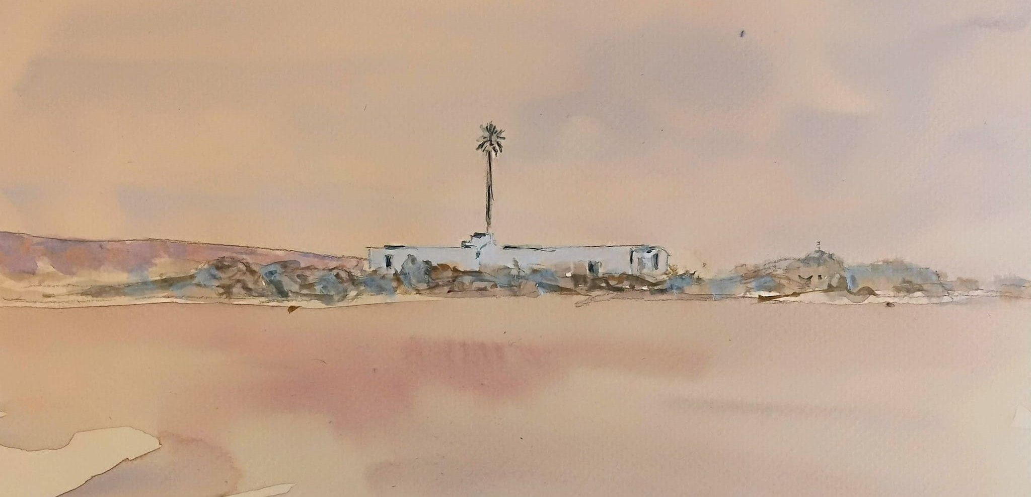 Feliz Navidad. 'Casa de La Palma'. Acuarela de Jose Mateos. - 