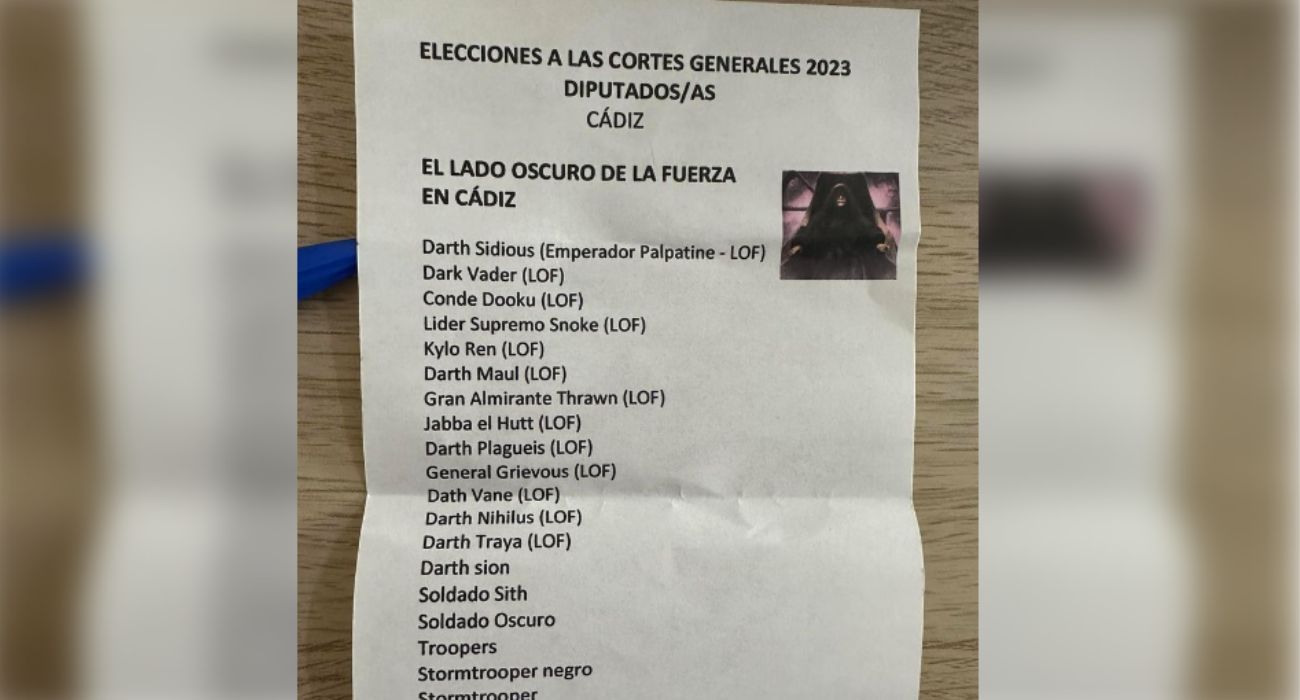 Darth Vader, candidato por Cádiz: la curiosa papeleta en Jerez del 'lado oscuro de la fuerza'