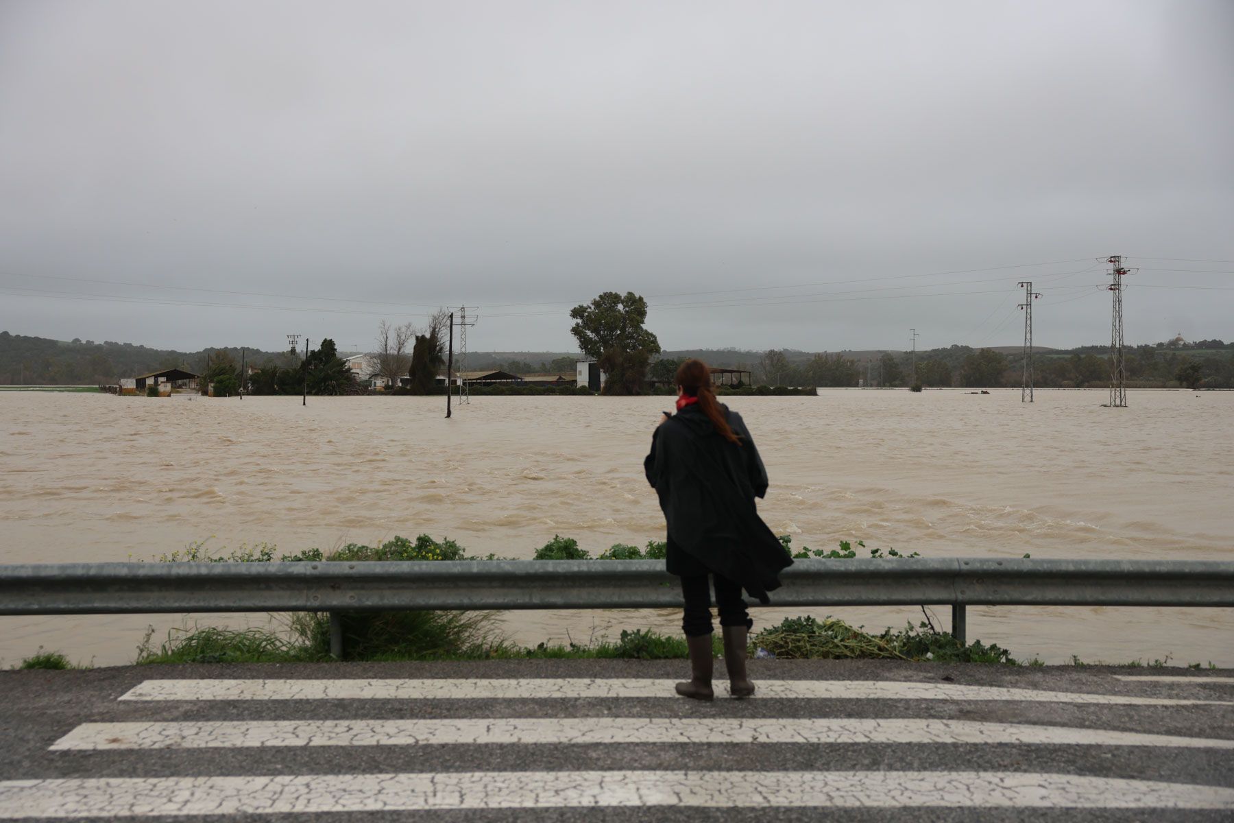 Imagen del pasado jueves del desbordamiento del río Guadalete. - JUAN CARLOS TORO
