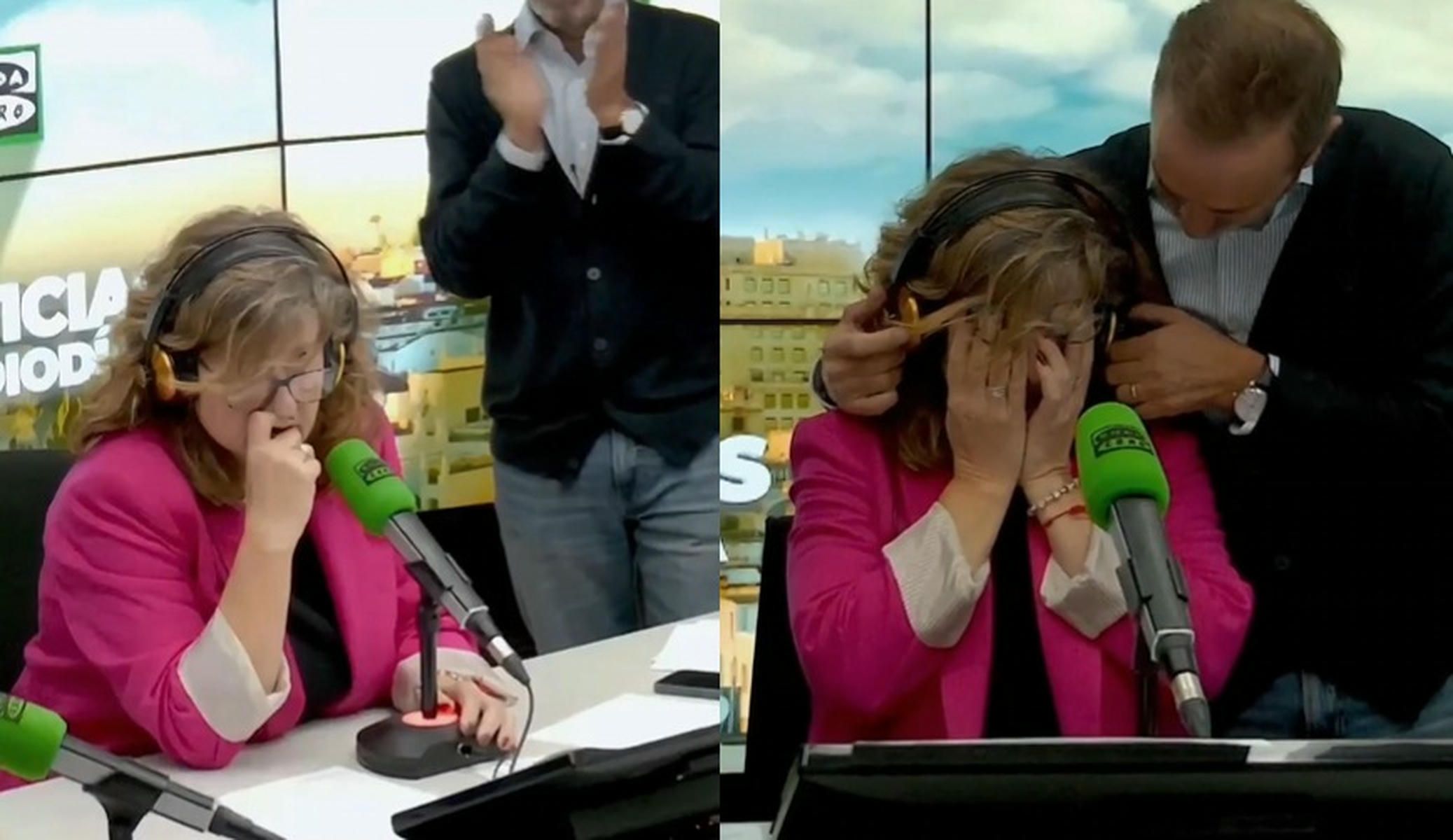 VÍDEO | Emocionante adiós en directo de Elena Gijón tras 35 años en Onda Cero, con la sorpresa de su familia en el estudio