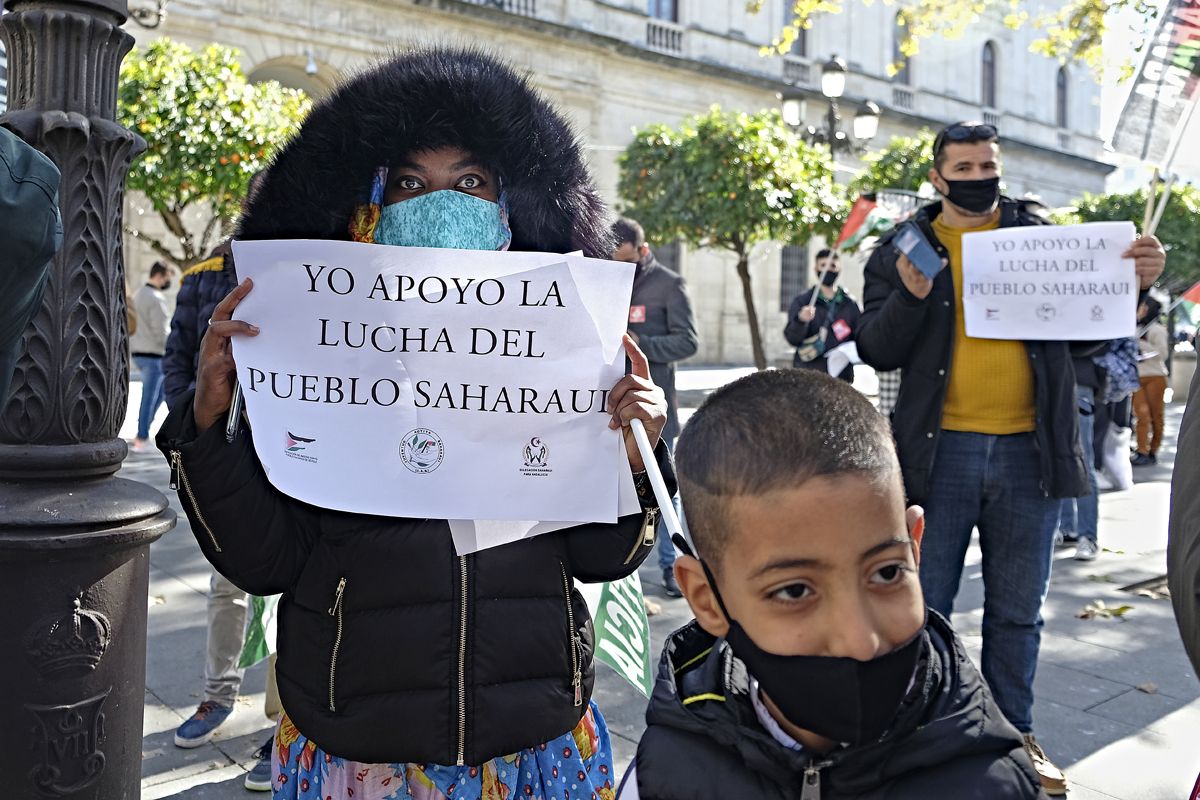 Una concentración en apoyo a la causa saharaui celebrada en Sevilla, en una imagen de archivo.