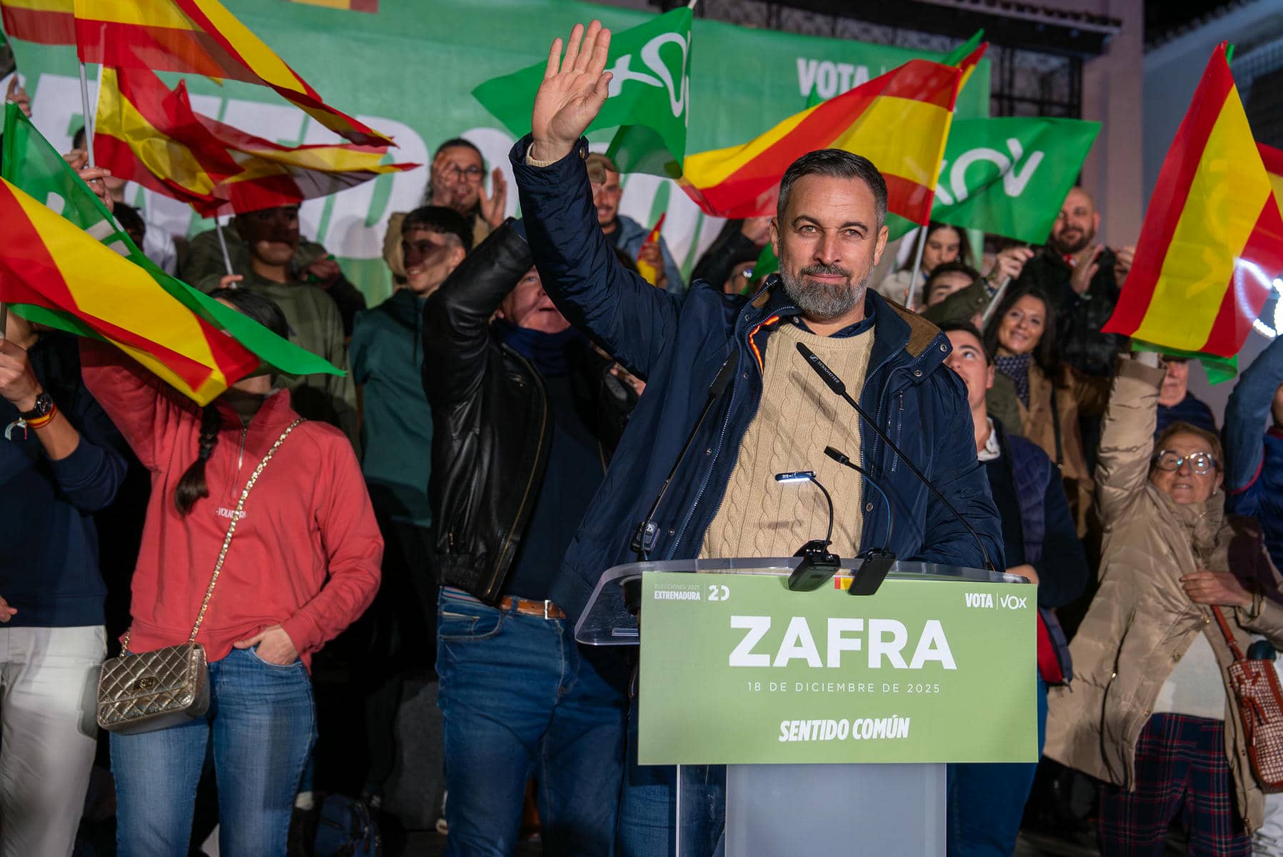 Santiago Abascal, en un acto de Vox en Extremadura. - 