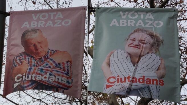 Carteles electorales de Cs para las elecciones catalanas, que fueron retirados. - 