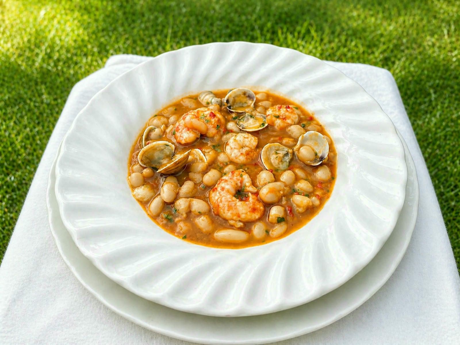 Una receta muy sabrosa: guiso de alubias con almejas y gambas