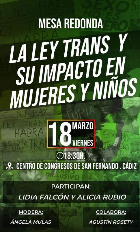 Cartel del acto en el que Lidia Falcón participará junto a miembros de Vox.