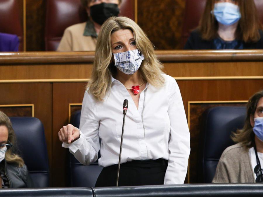 Yolanda Díaz, vicepresidenta del Gobierno, en una sesión de control.