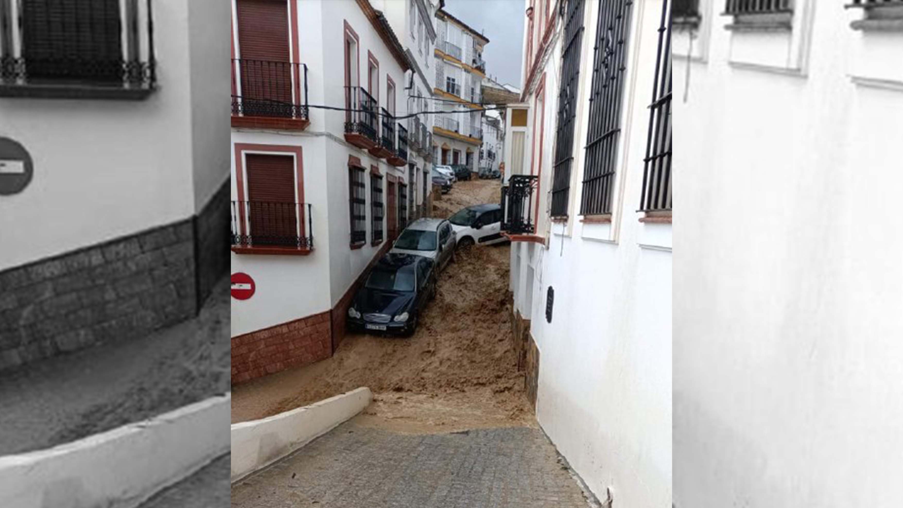 Evacuación en Setenil de las Bodegas por una fuerte riada. Evacuación en Setenil de las Bodegas por una fuerte riada.