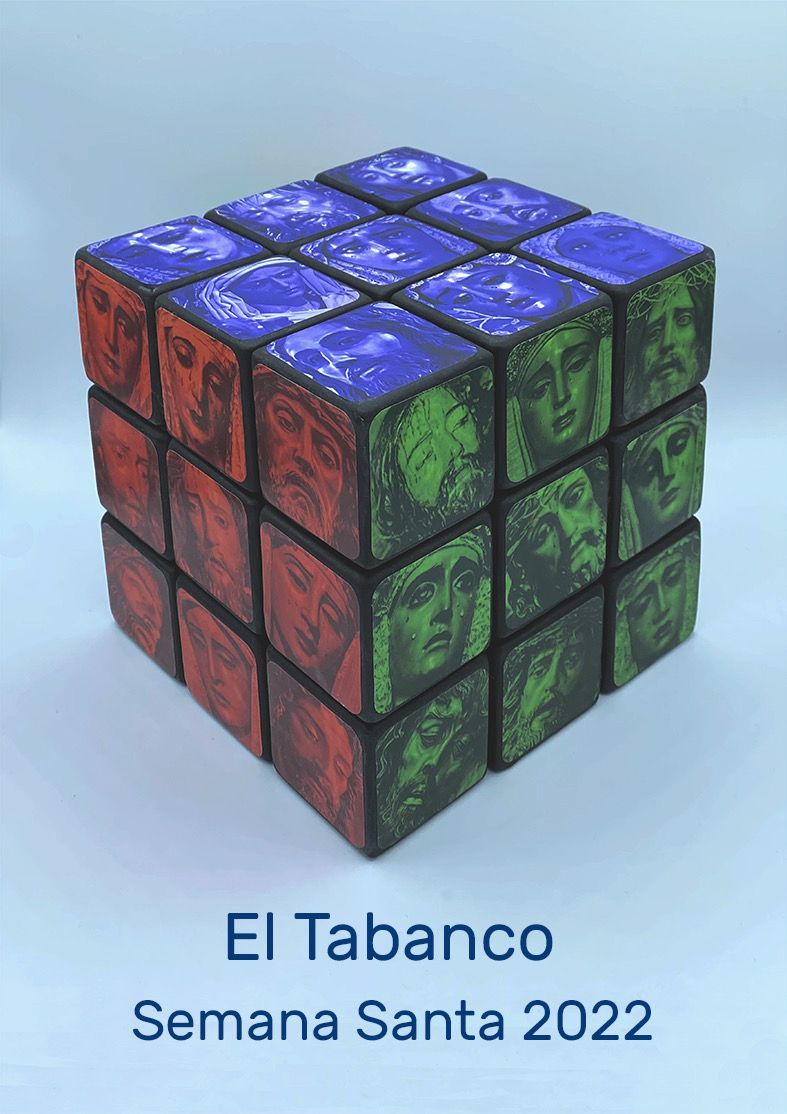 El cartel inspirado en el cubo de Rubik. 