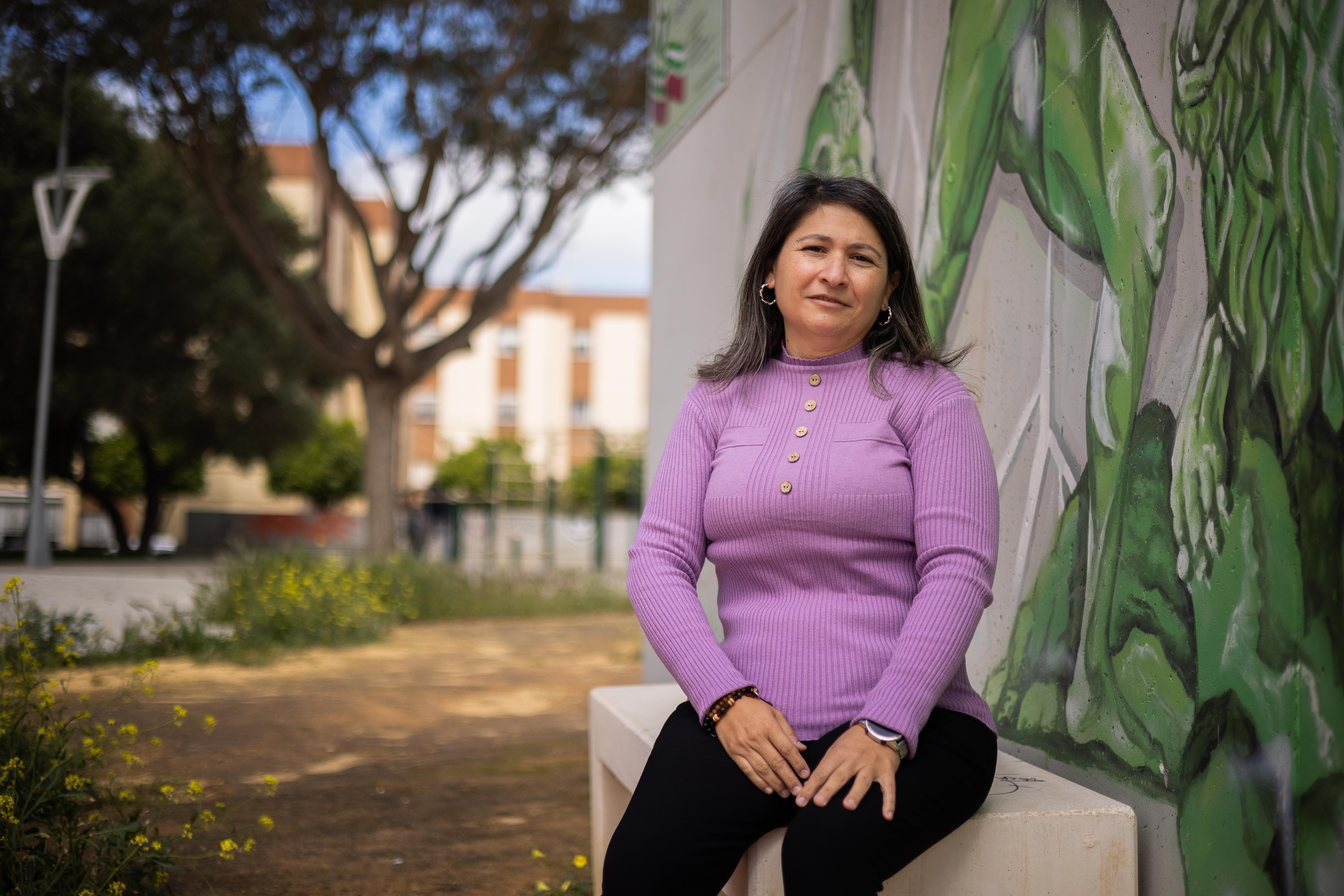 Ana Vanesa en la plaza Manuel García Caparrós. 