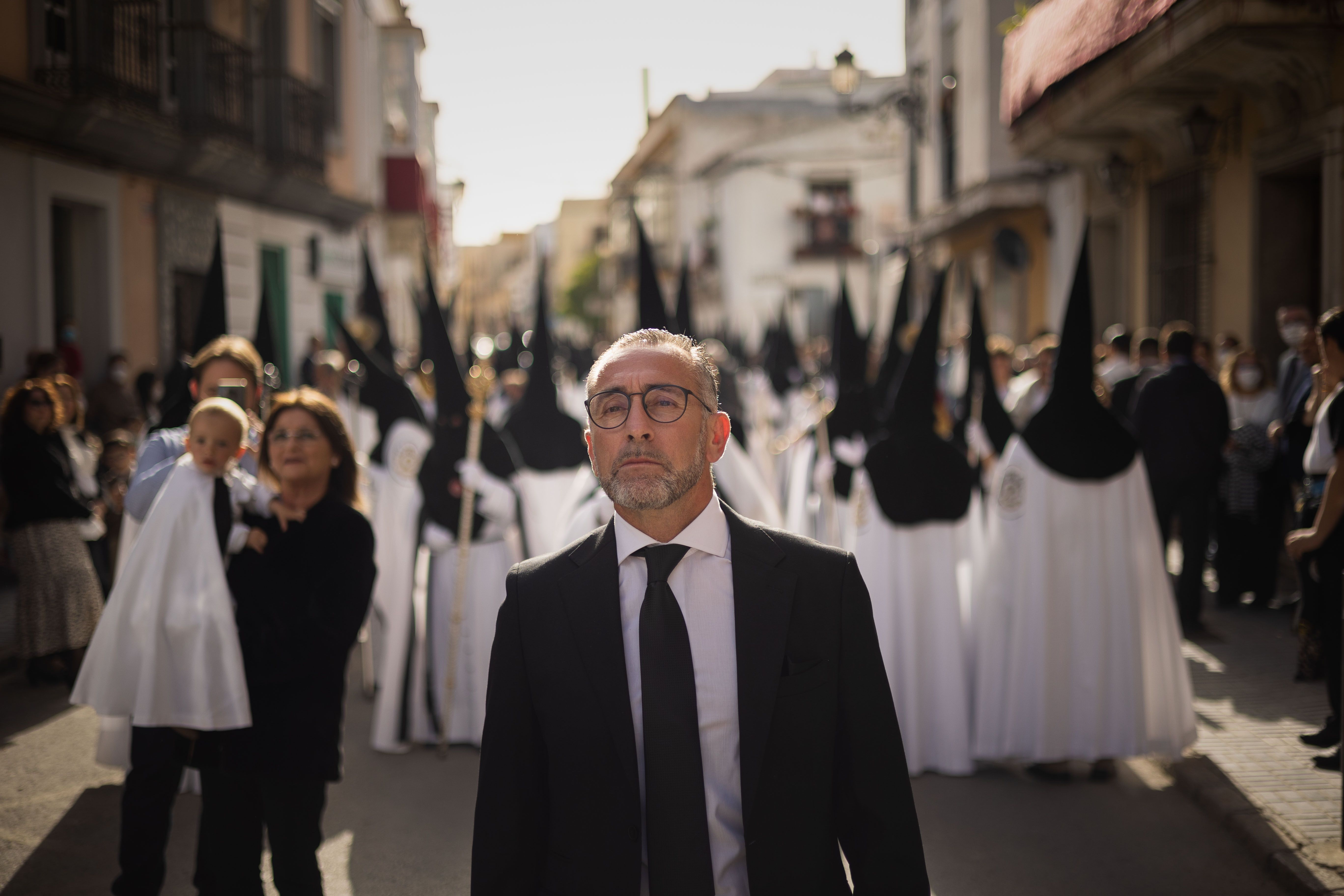 Tomás Sampalo, el pasado Domingo de Ramos, ante el paso de misterio.