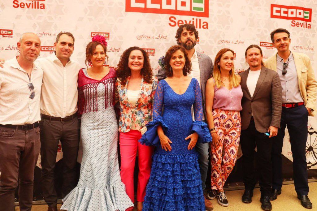 Los líderes de IU y Más País en la caseta de Comisiones.