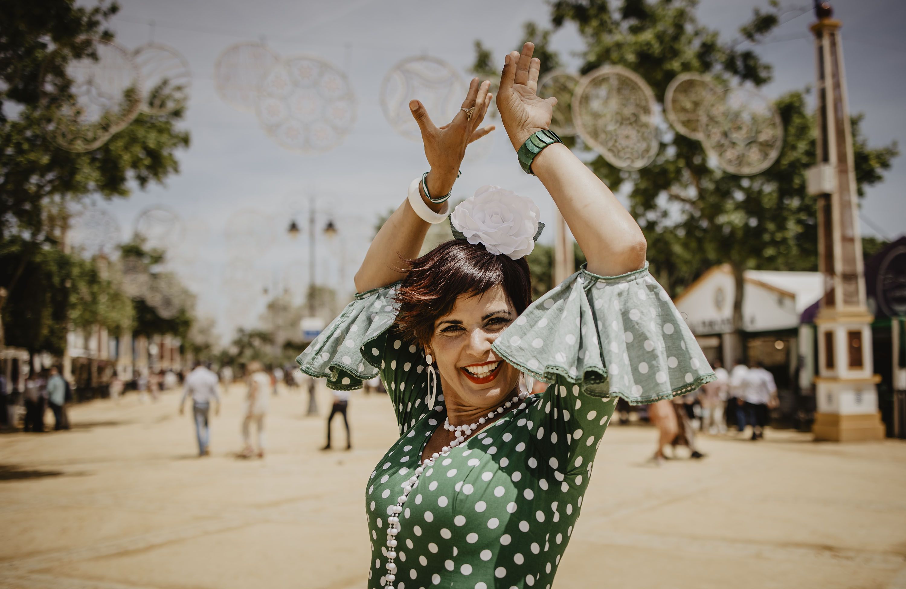 Teresa Rodríguez, candidata de Adelante Andalucía a la Junta el 19J, posa en la Feria del Caballo, tras una entrevista con lavozdelsur.es.
