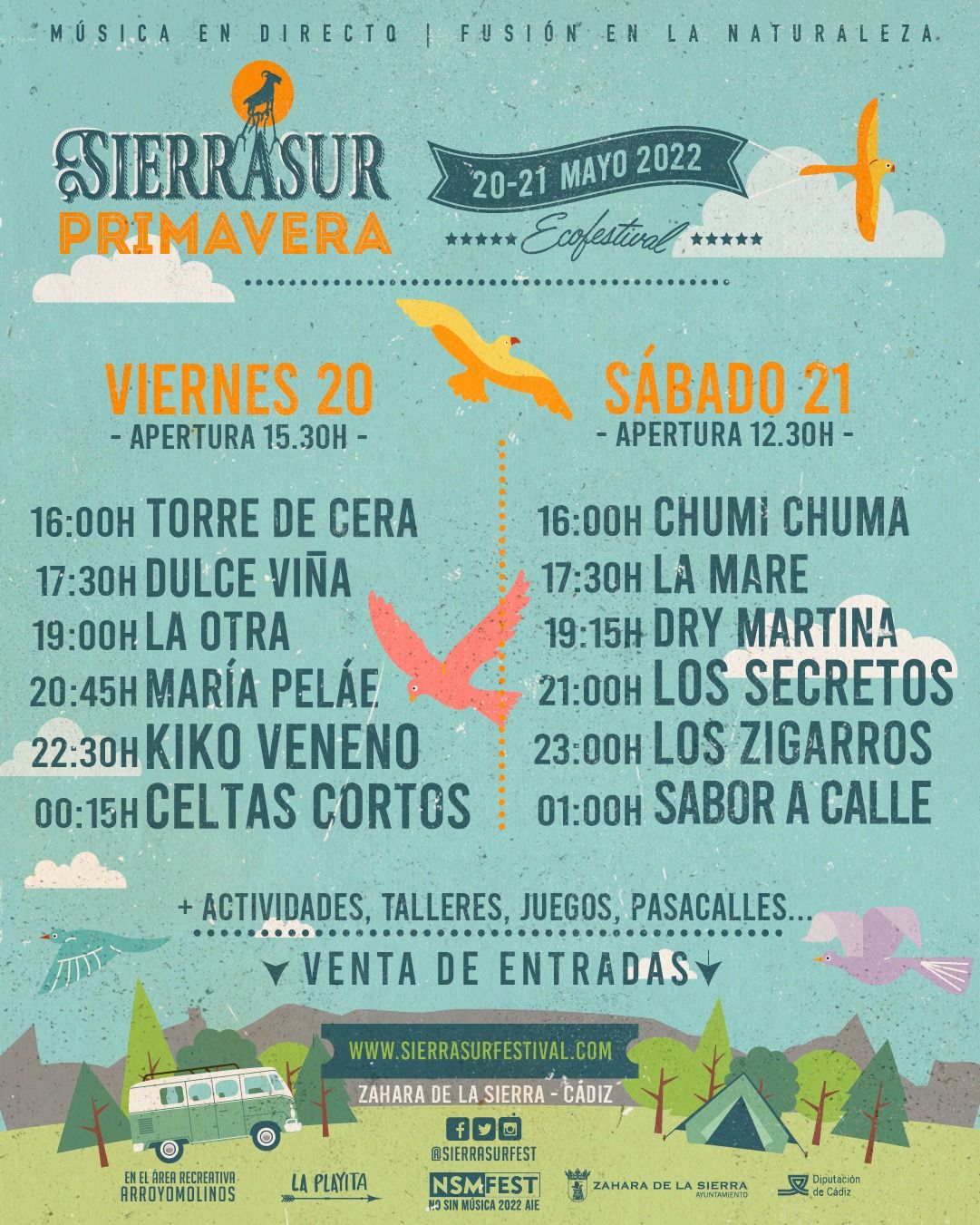 Horarios de los conciertos de Sierrasur.