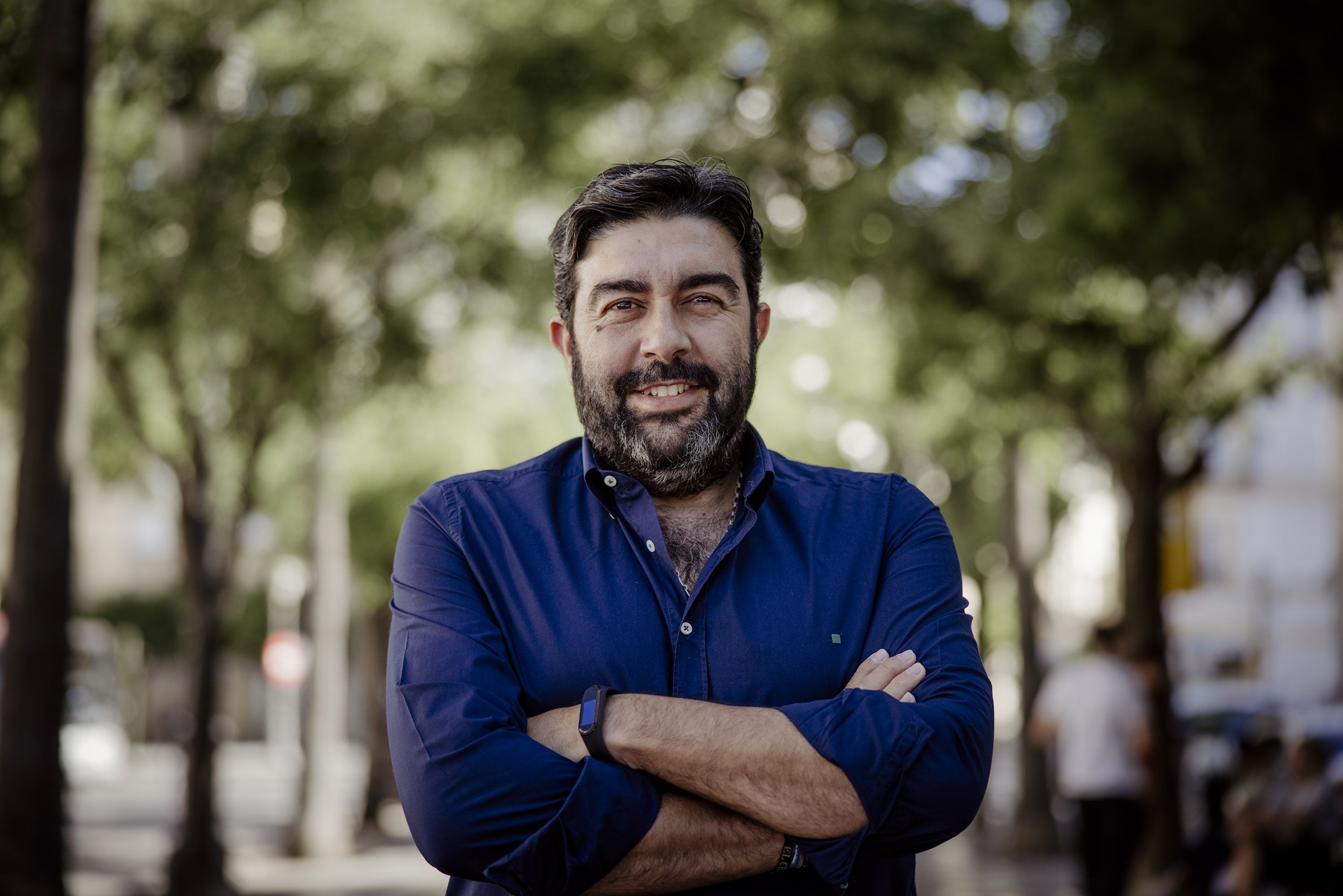 José Manuel García Cordero, presidente de la Unión de Hermandades de Jerez, sonriente, durante la entrevista.