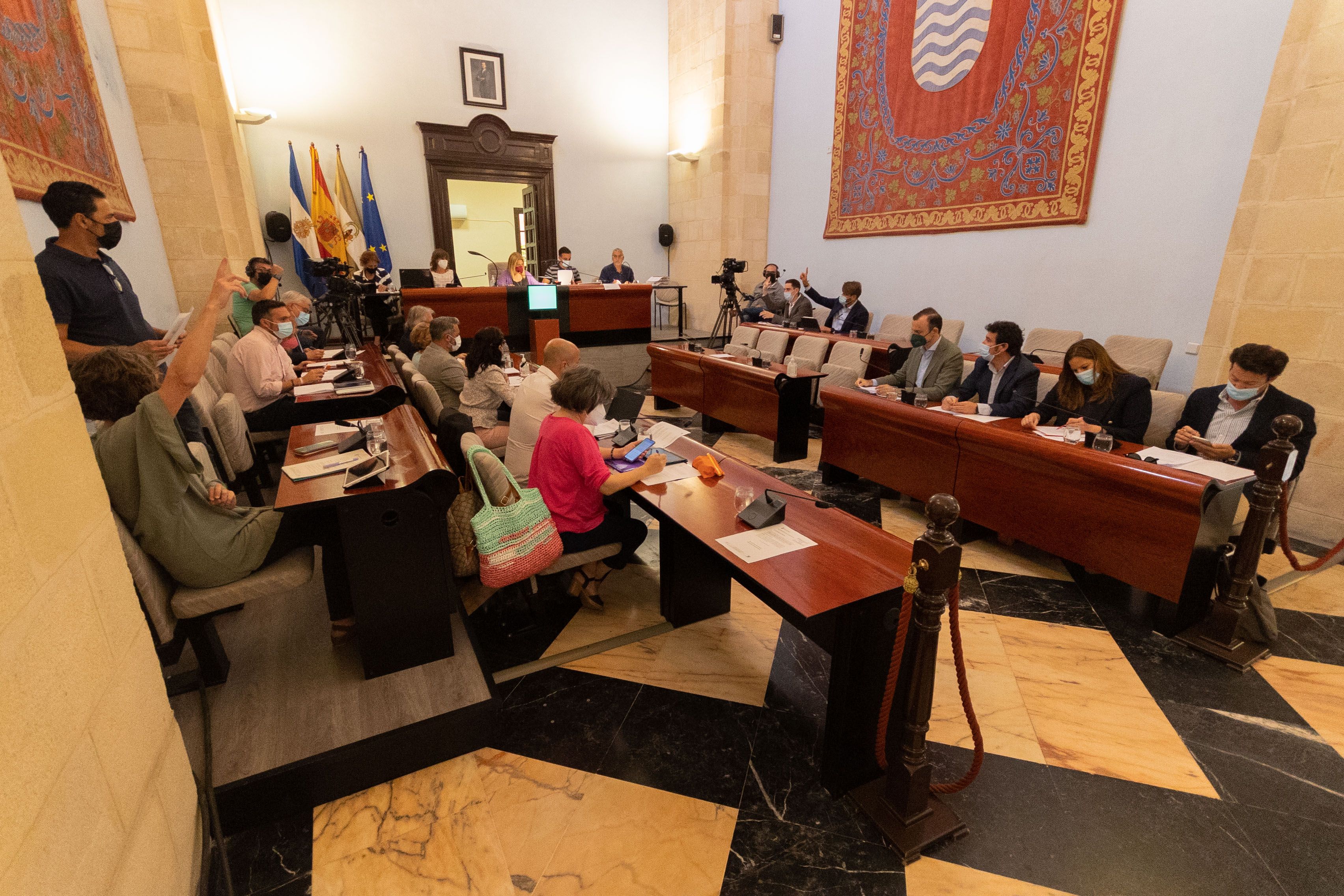 Un momento del pasado pleno ordinario de mayo en el Ayuntamiento de Jerez.