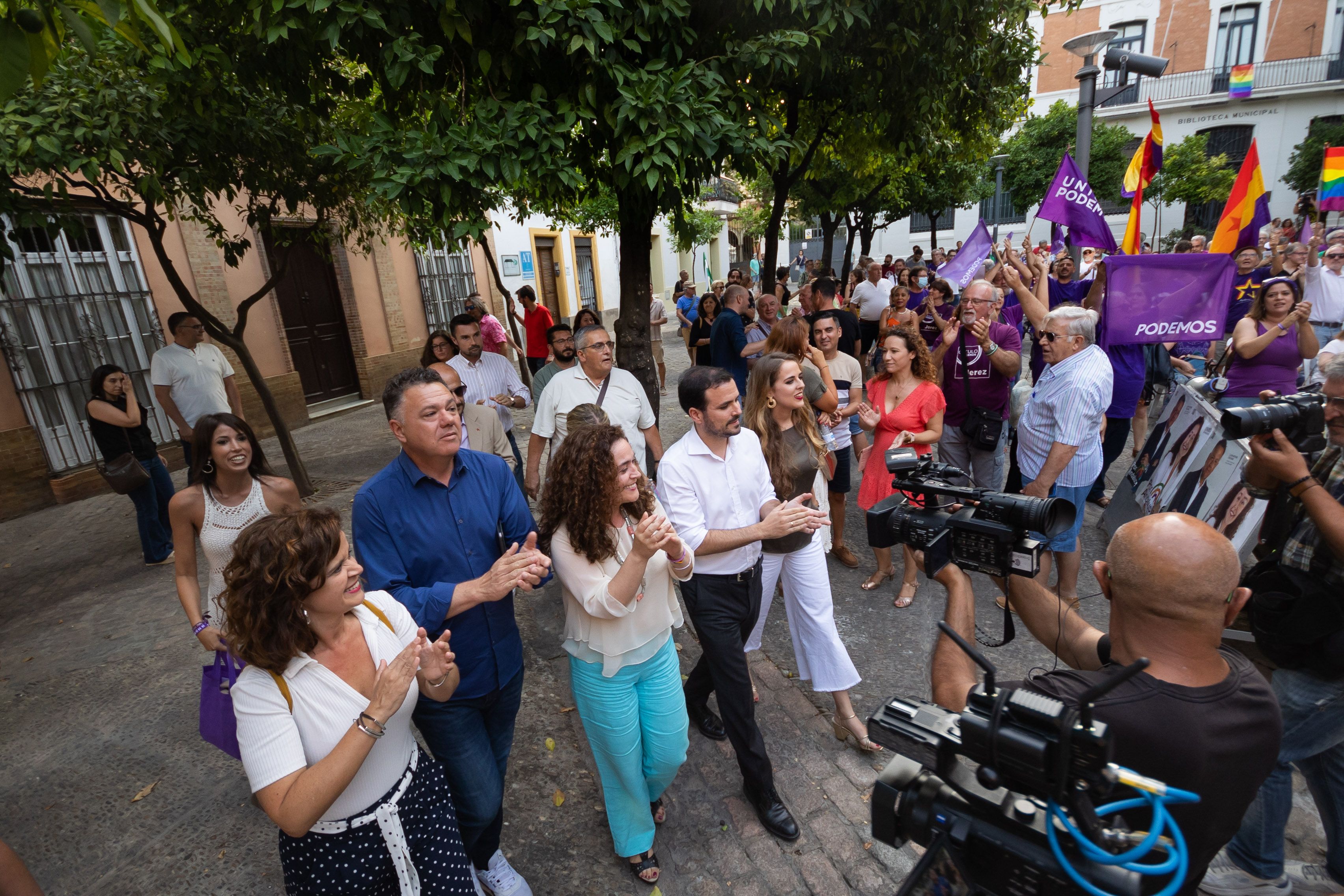 Un acto electoral de Por Andalucía en 2022, que unió a Podemos, IU y Más País (hoy Sumar).