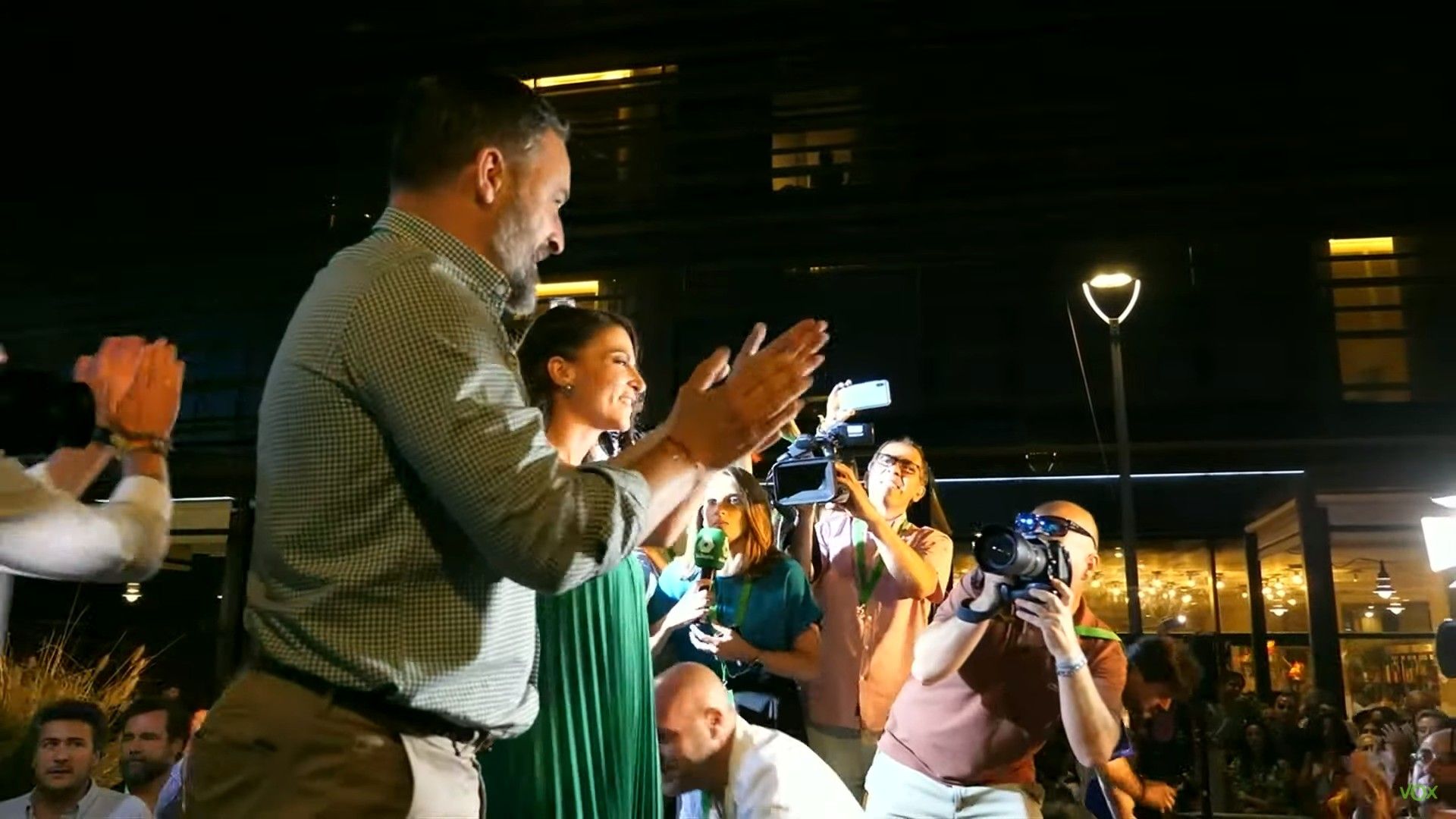 Abascal y Olona de Vox esta noche electoral del 19J en Andalucía.