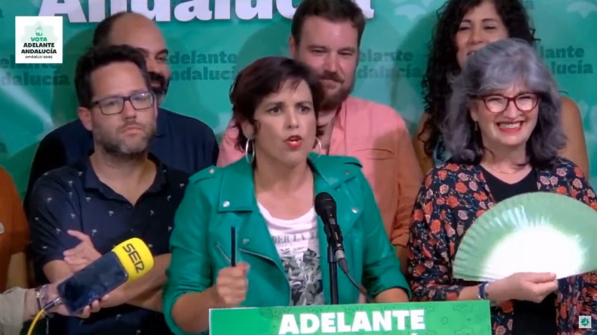 Teresa Rodríguez en la noche electoral de este 19J