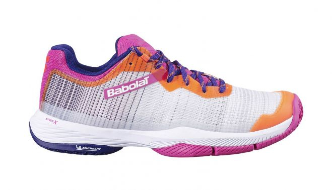 babolat jet ritma scarpe da padel donna grey pink peacock