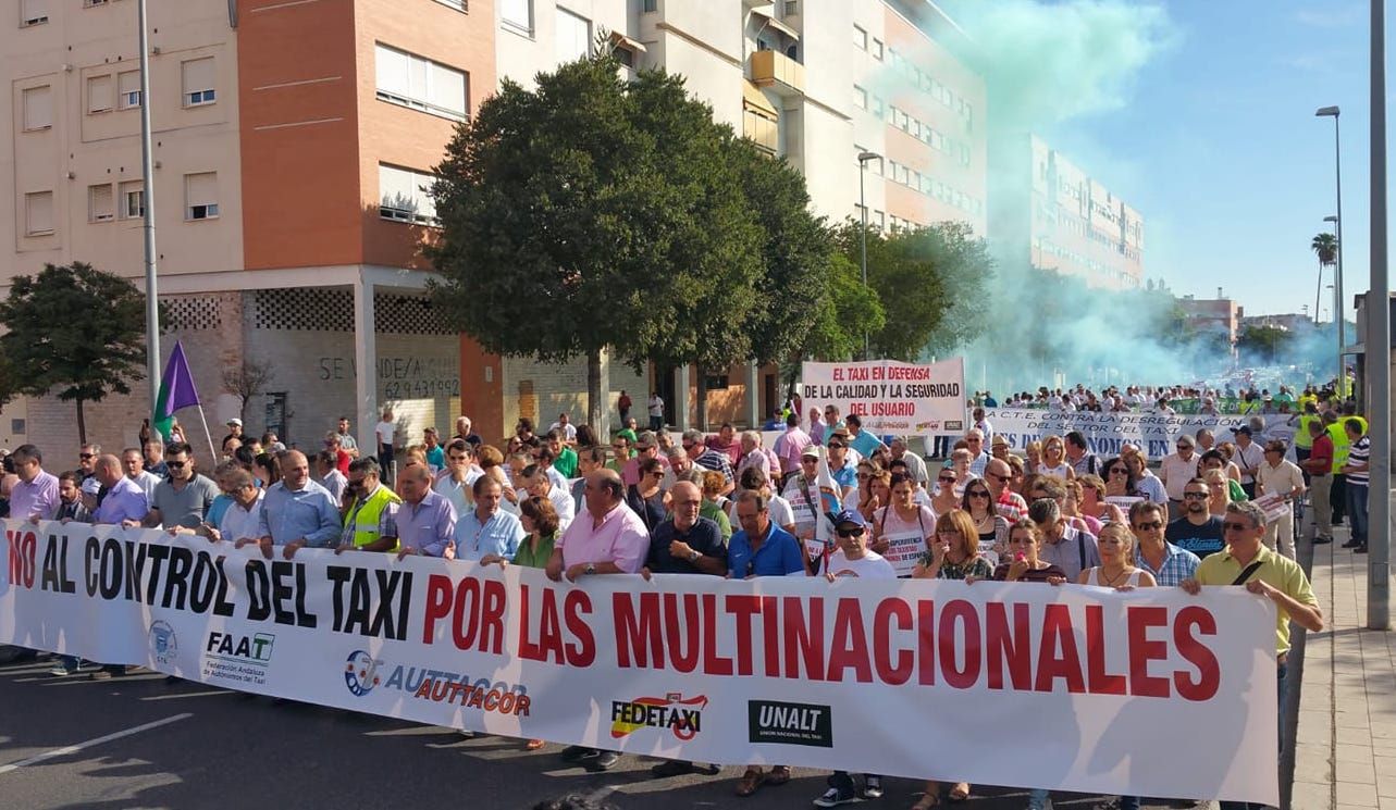 Protesta de taxistas contra VTC.
