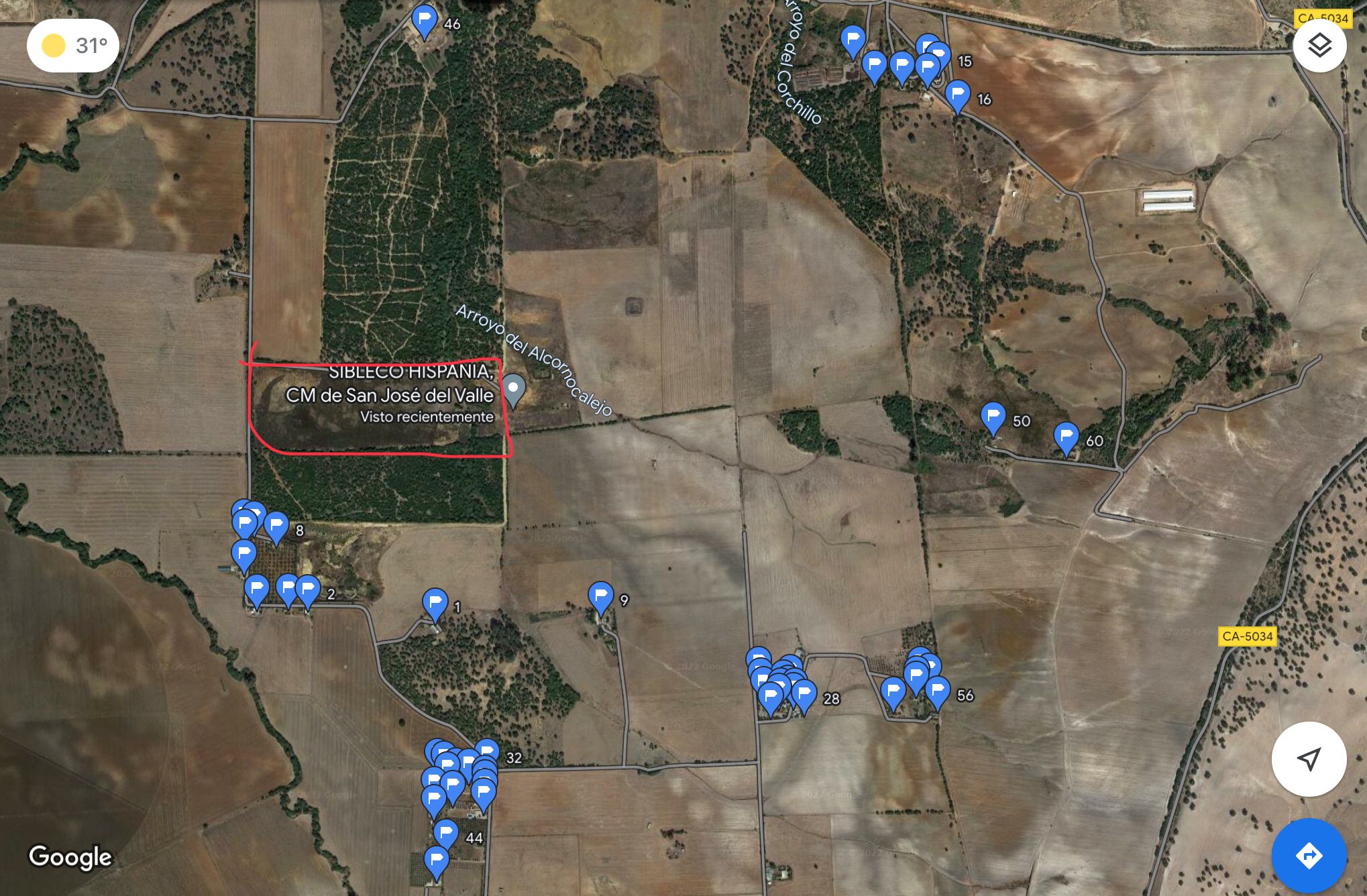 Mapa elaborado por los vecinos con las casas más cercanas a la planta.  CEDIDA