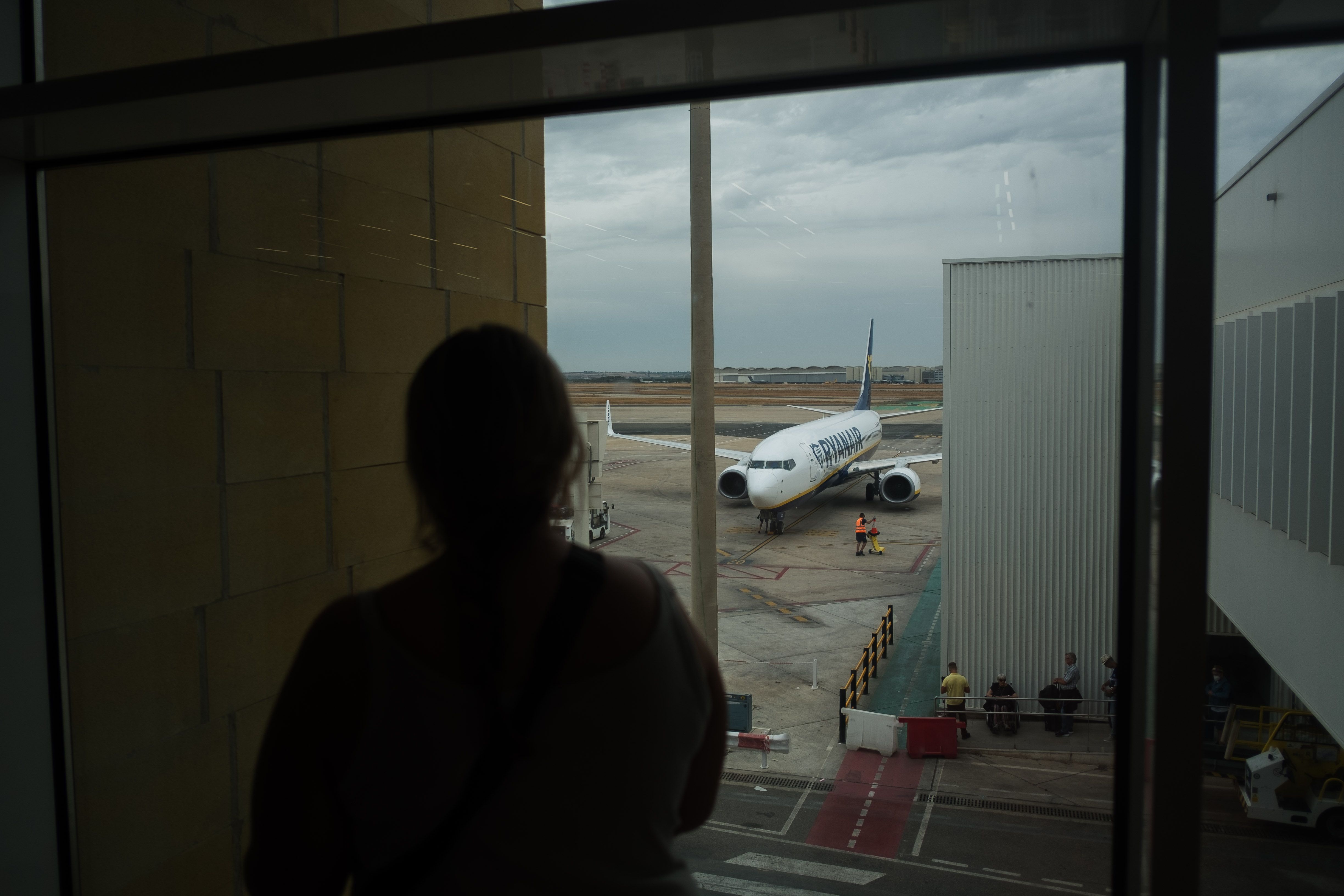 Un avión de Ryanair, en el Aeropuerto de Jerez.