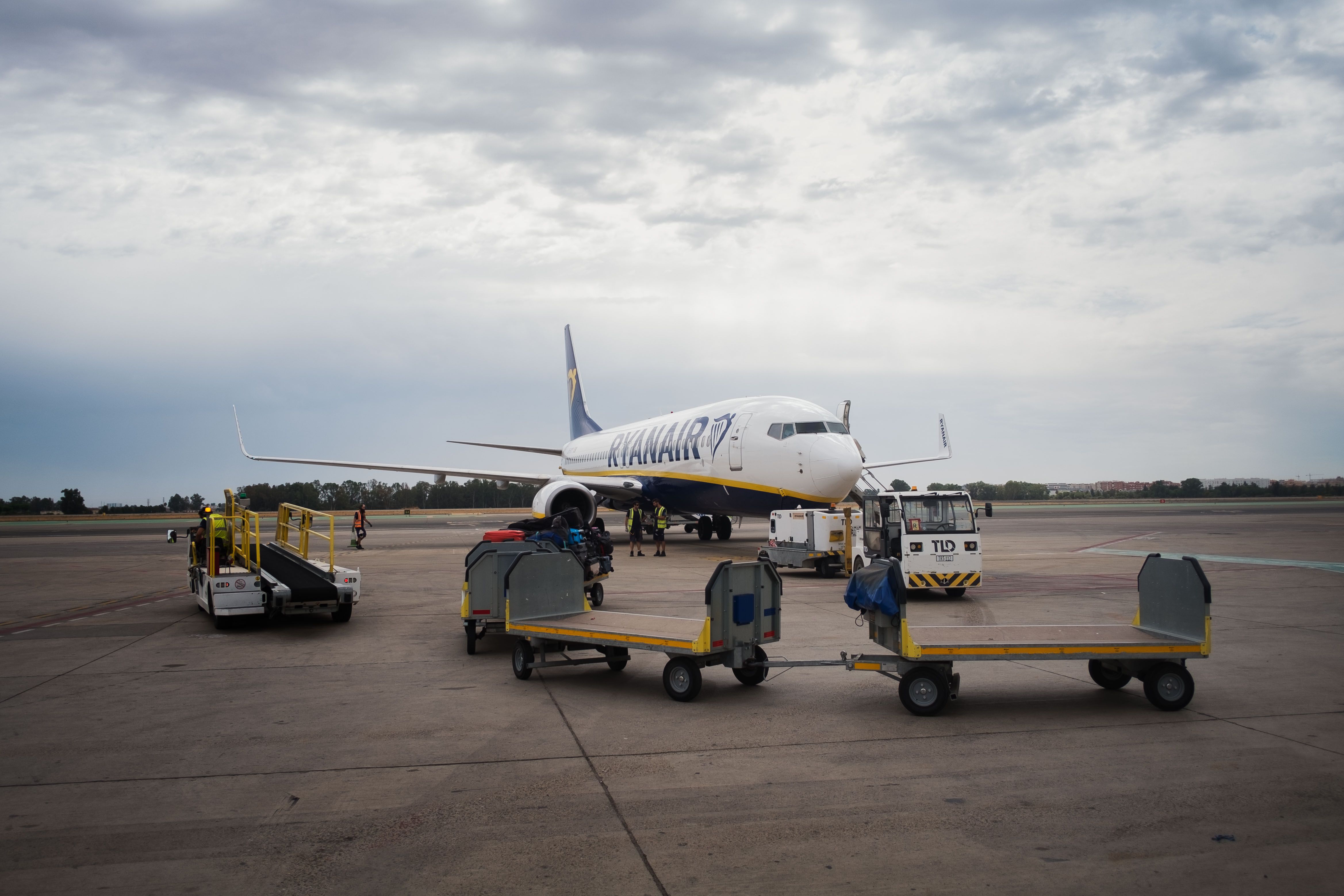 Un vuelo de Ryanair en el Aeropuerto de Jerez, en una imagen de archivo.