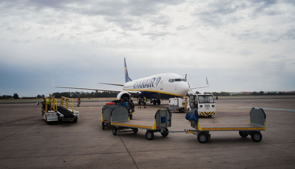 Un vuelo de Ryanair en el Aeropuerto de Jerez, en una imagen de archivo.