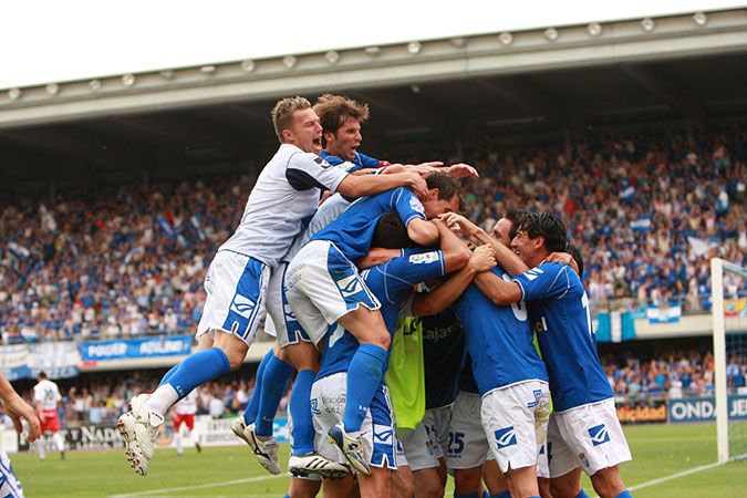 La celebración del gol del ascenso del Xerez C.D. a Primera División. FOTO: JUAN CARLOS TORO.