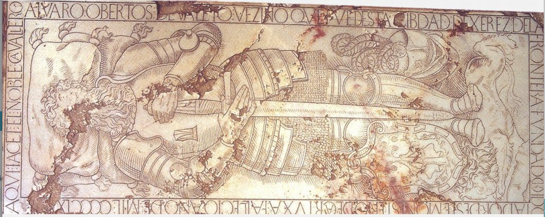 Lápida del enterramiento de Alvero Oberto de Valeto en La Cartuja.     RAH