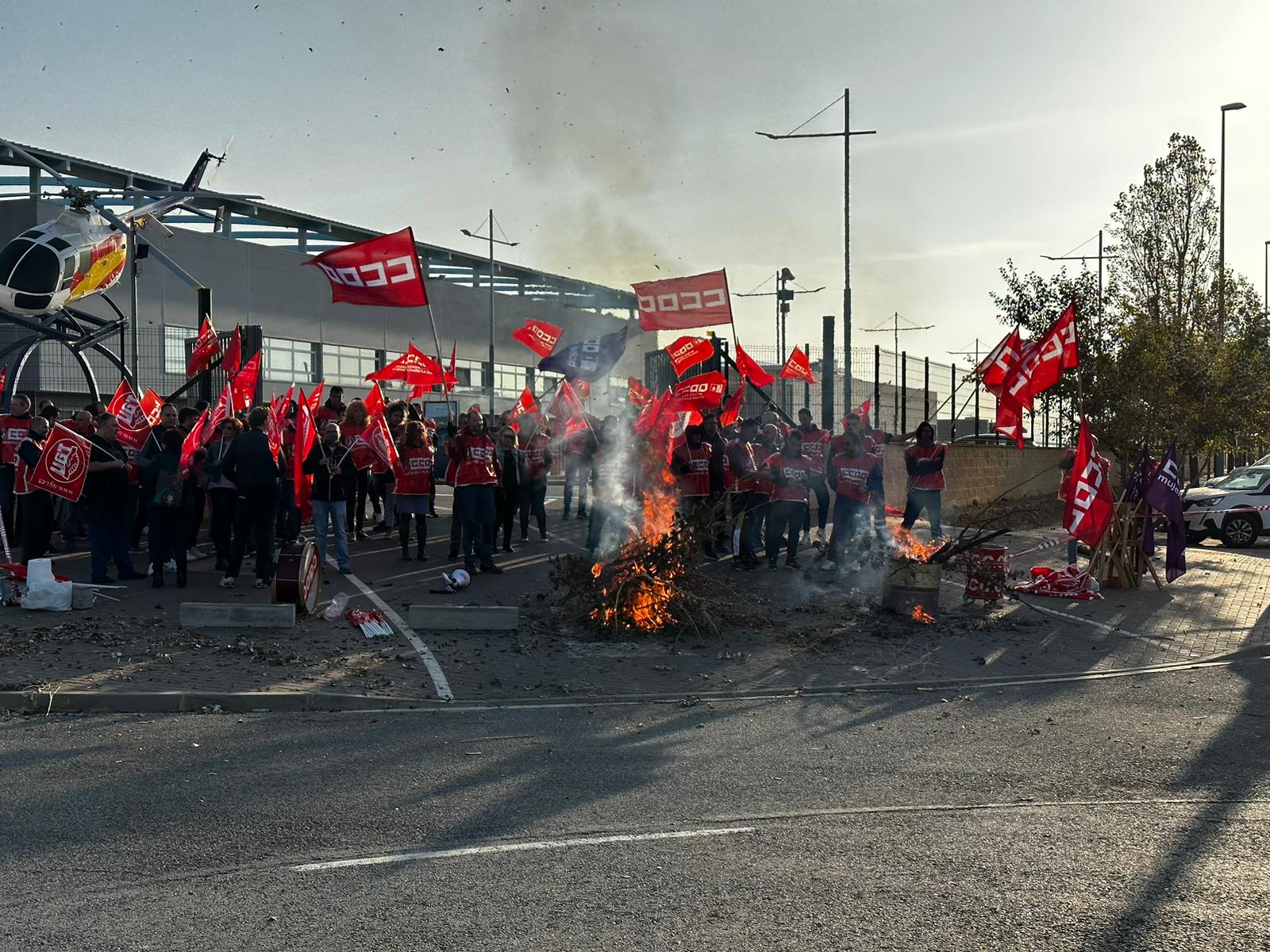 Trabajadores de Airbus, en huelga.