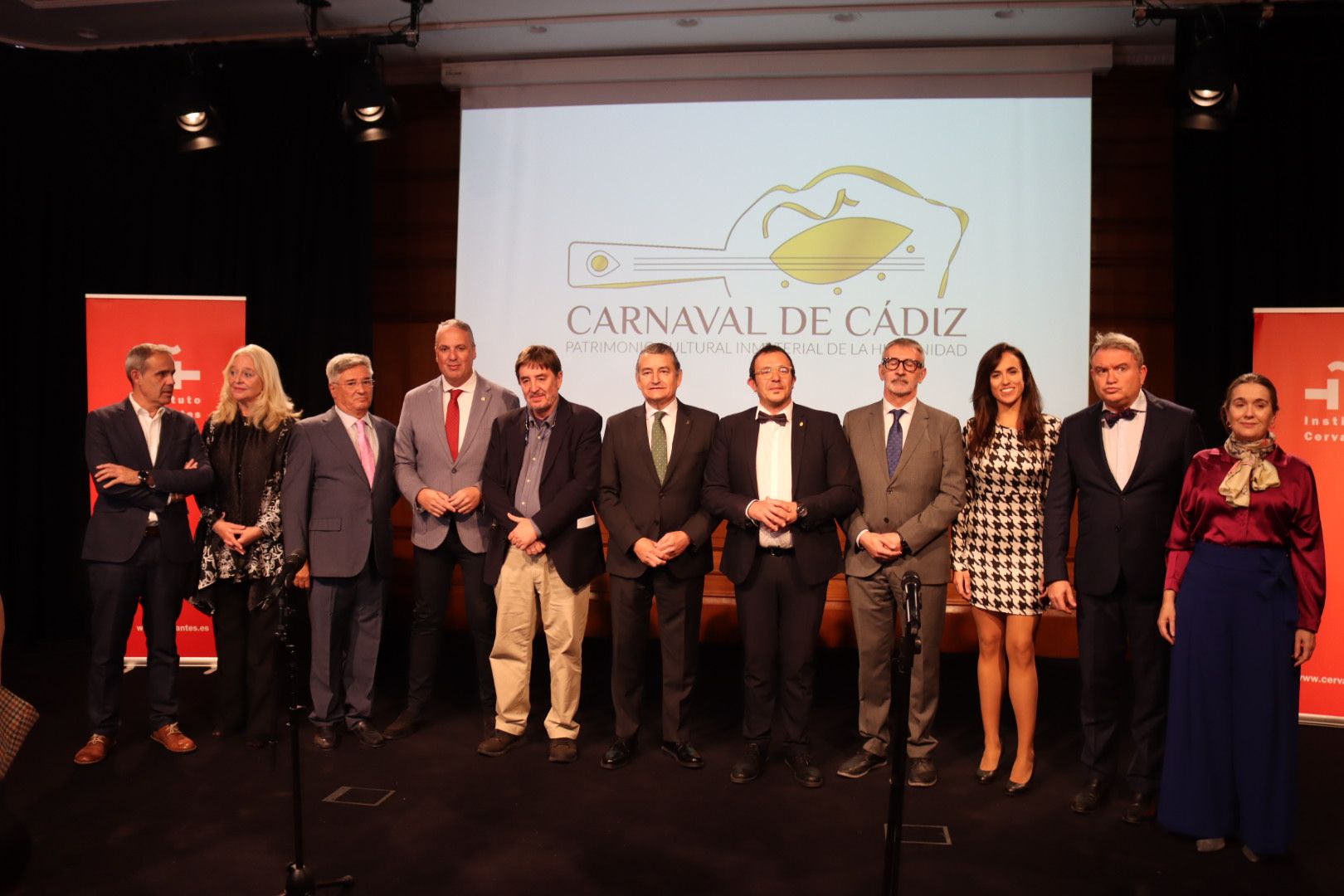 Una imagen de la presentación de la candidatura del Carnaval de Cádiz a Patrimonio Inmaterial de la Humanidad.