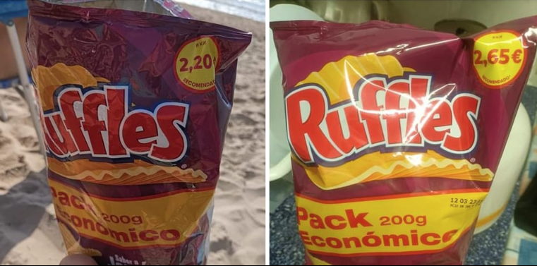 Las patatas fritas de la marca Ruffles. Las patatas fritas de la marca Ruffles.