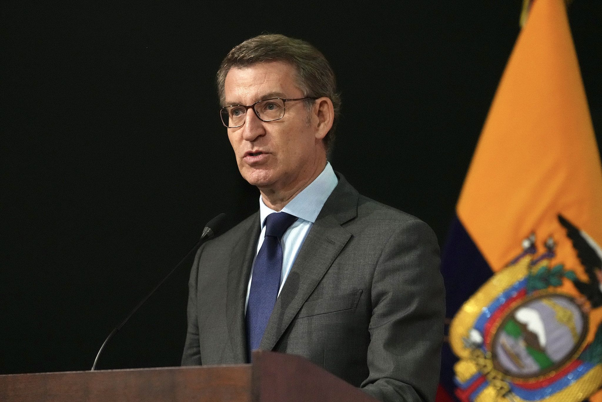 Alberto Núñez Feijóo ayer en Ecuador, donde estuvo de visita oficial. PP