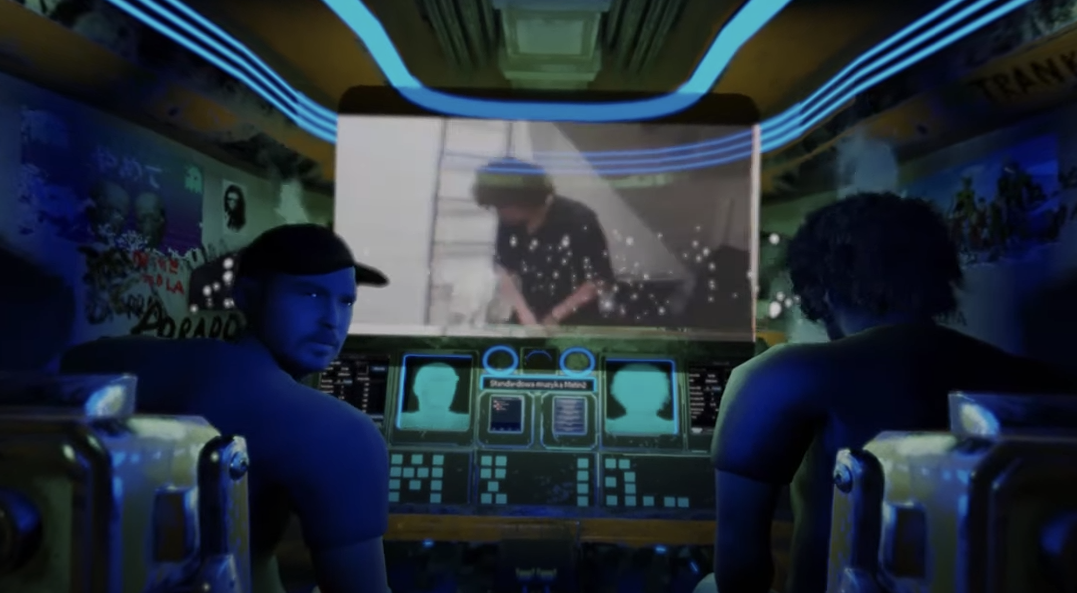 Captura del videoclip 'Follow the linier' de los jerezanos Space Surimi. Captura del videoclip 'Follow the linier' de los jerezanos Space Surimi.