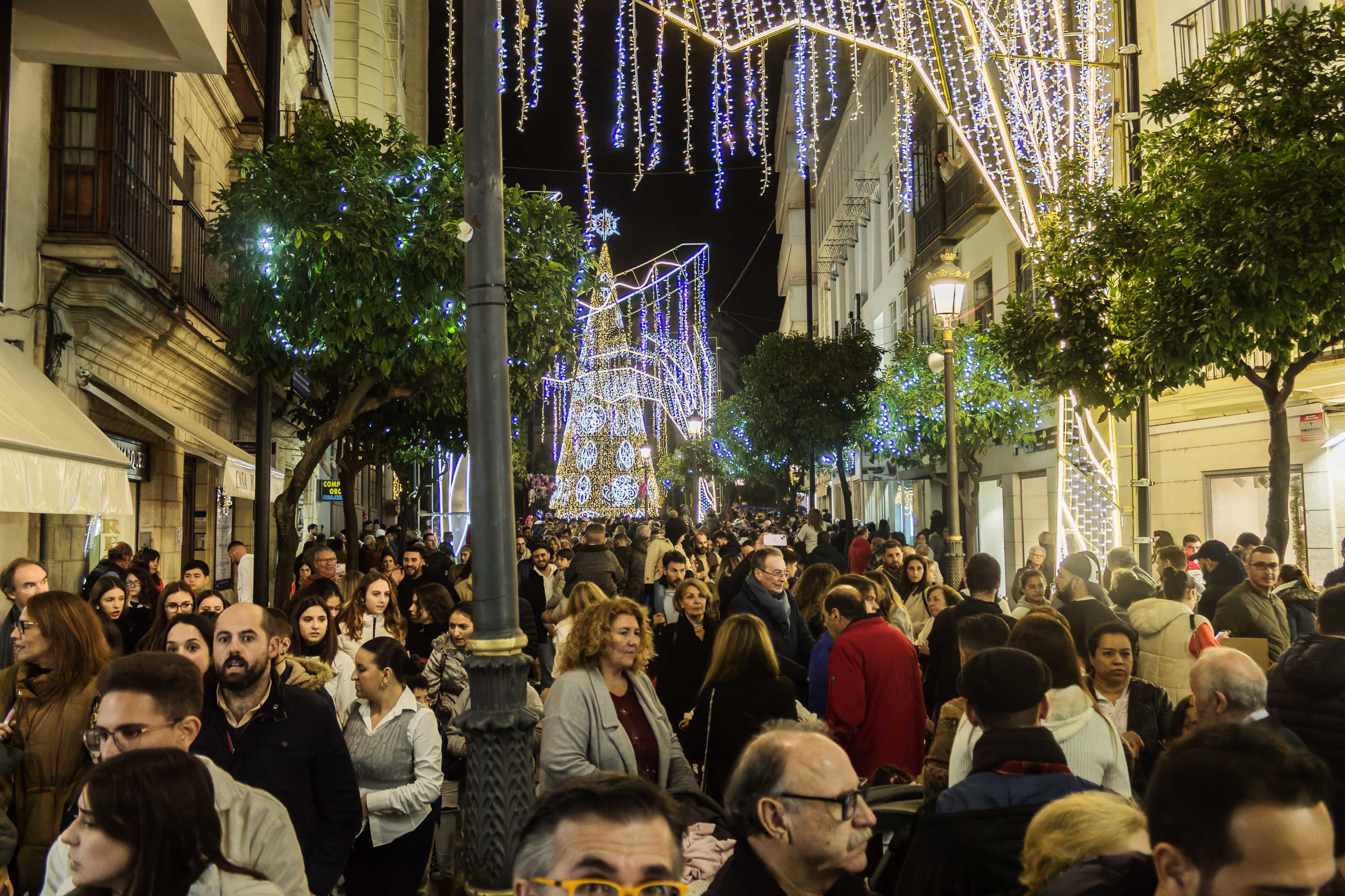 Encendido del alumbrado de Navidad en Jerez, hace unos días.