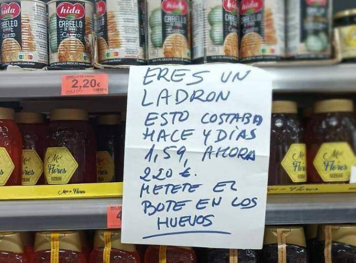 El mensaje que ha dejado un cliente ante la subida de precios de Mercadona. El mensaje que ha dejado un cliente ante la subida de precios de Mercadona.